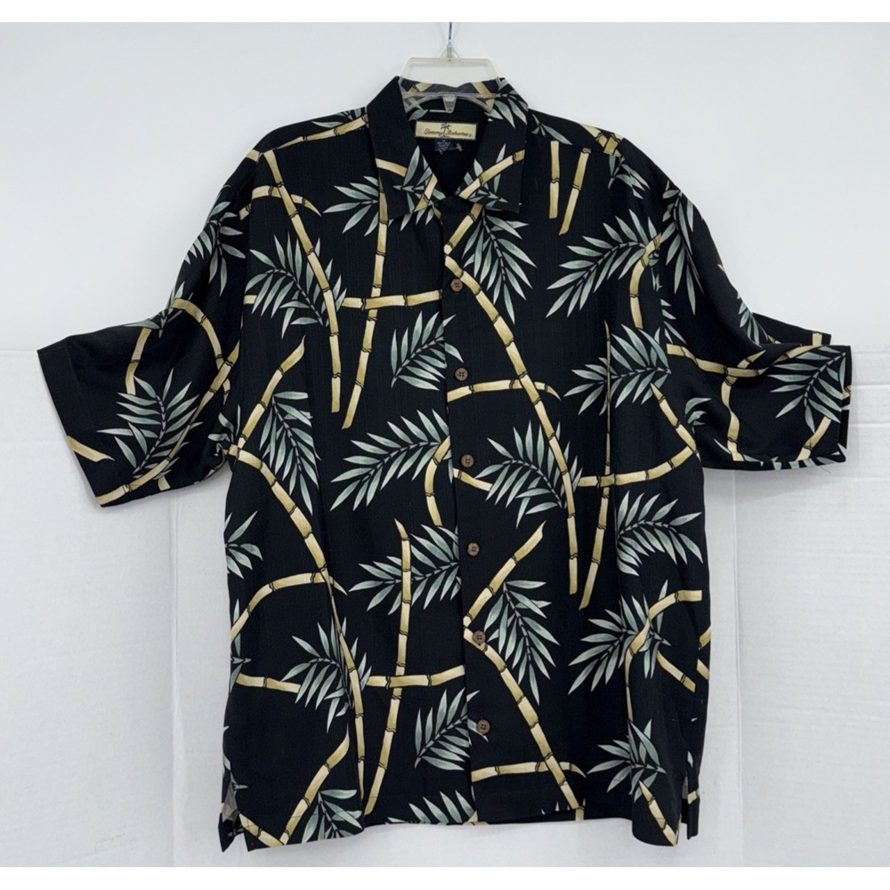 Tommy Bahama Men XL Bamboo Silk‎ Camp Shirt Hawaiian Aloha Beach Preppy Tropical